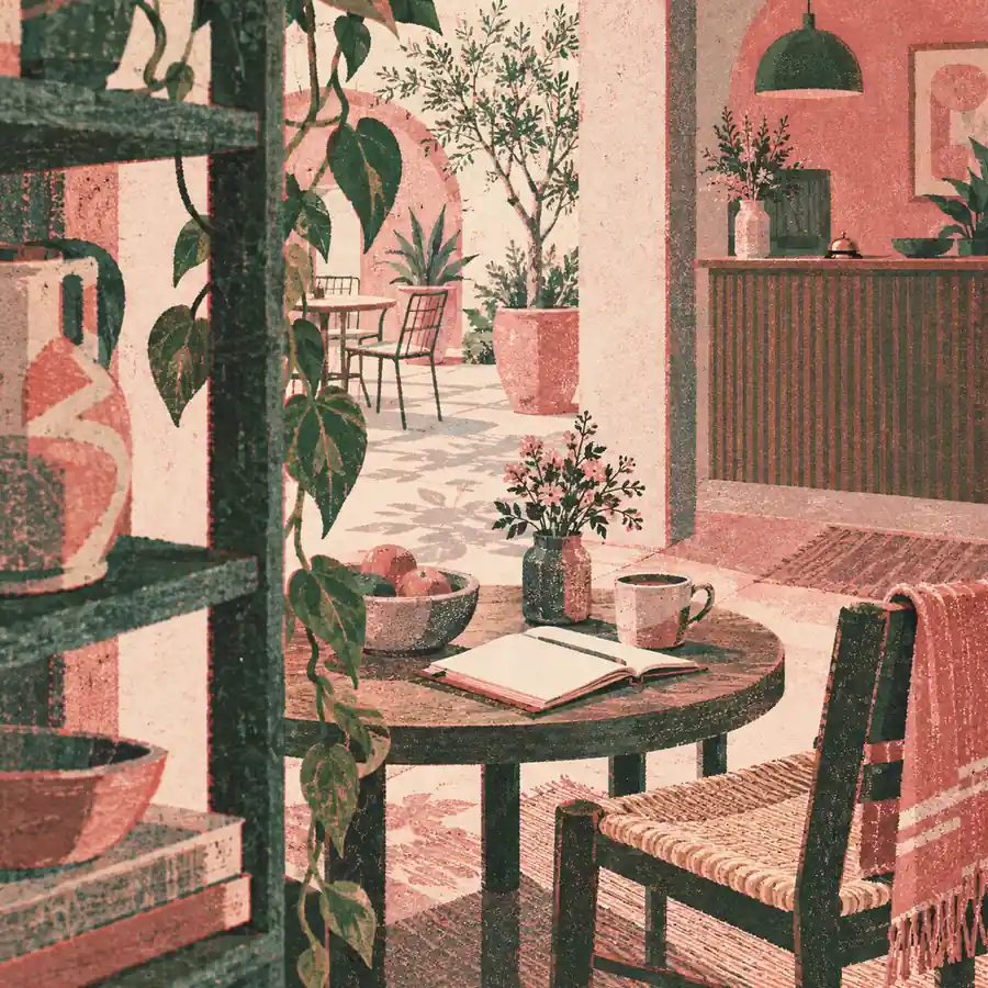 Illustration of hospitality businesses equipment and workspace