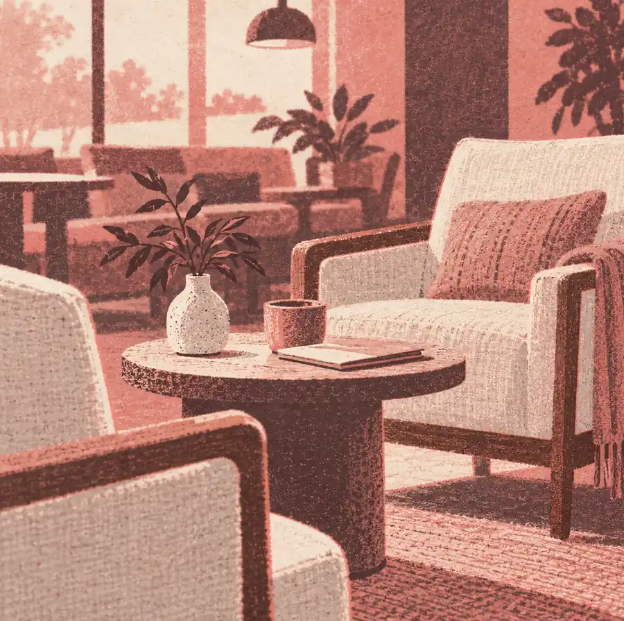 Illustration of hospitality businesses equipment and workspace